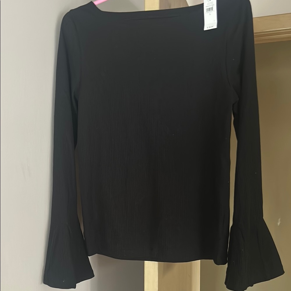 Elegant Black Flared Sleeve Top